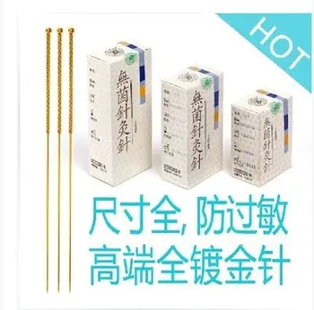 

Sterile acupuncture needles full gold plated, full gilded, single retainer, 100 pcs/box 304 medical stainless steel wire
