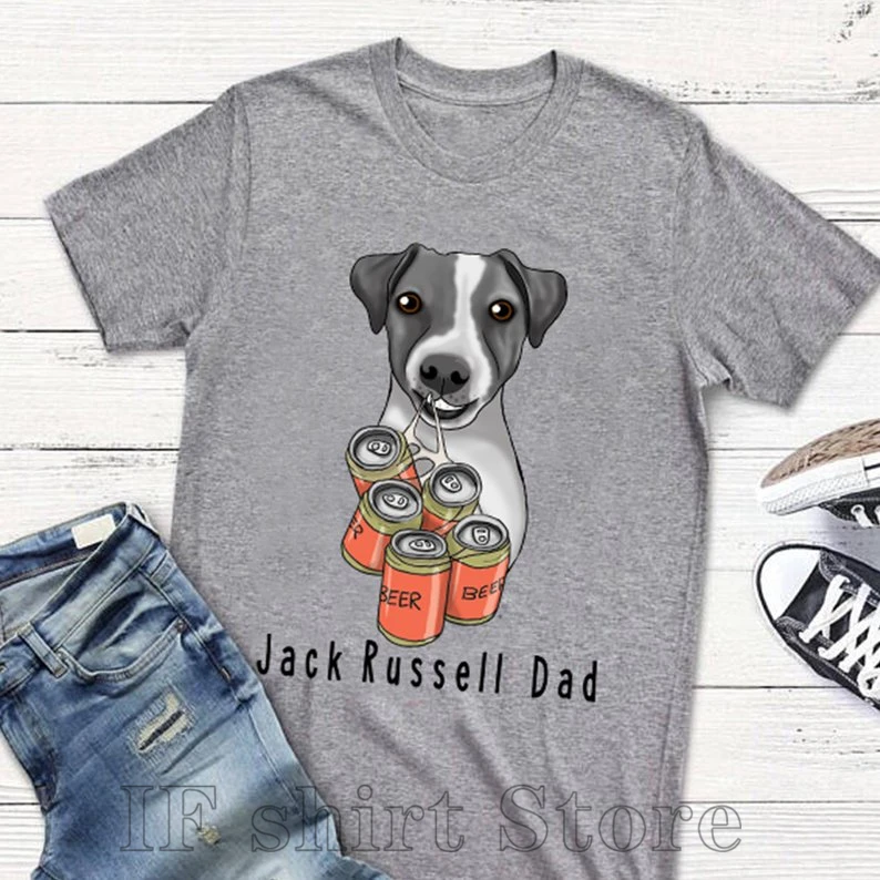 Мужская футболка с забавным принтом Jack Russell Dad повседневные футболки круглым