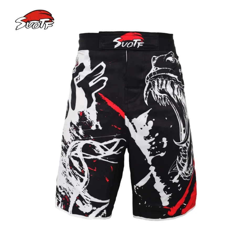 Спортивные шорты черные SUOTF чернильный стиль властные Кричащие MMA фитнес дышащие