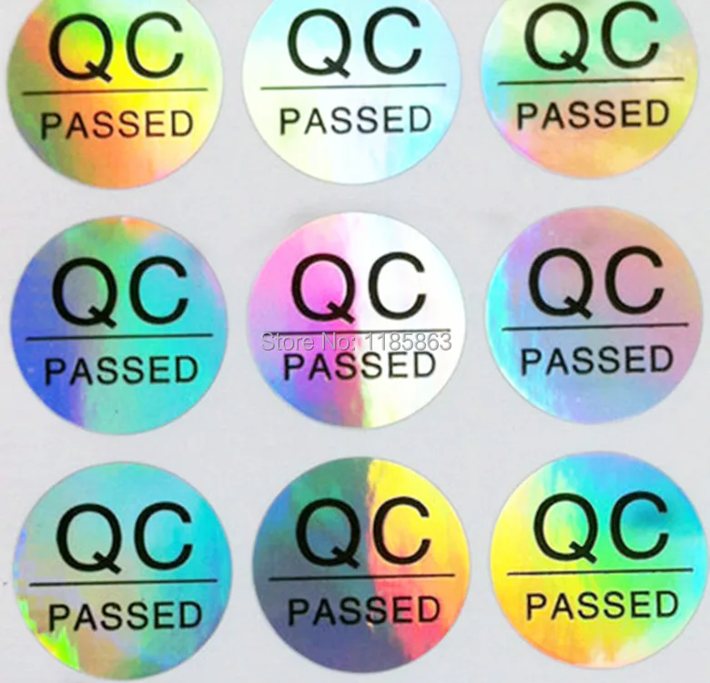 wholesales 500pcs/lot Round 10mm QC sticker lable custom label sticker adhensive QC PASSED Laser hologram stickers