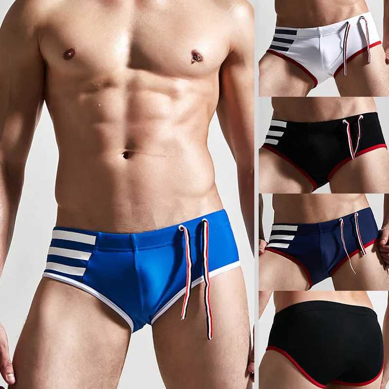 

2016 New Men's Swimwear Sexy Patchwork Men's Swim Brief Surf Sportive Beachwear Swimsuit XXL Sea Swimming Briefs SP0506