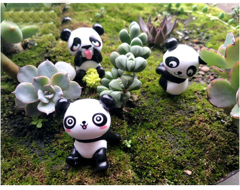 8pc Cute Artificial Giant Panda Figurines Miniatures Mini DIY Ornament Fairy Ggarden Gnome Resin Home Decorations For Flower Pot9