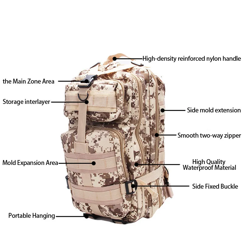 Esercito Campeggio Black Color digital Sacchetto Tattico Camuffamento All'ingrosso Ss Trekking Jungle Caccia Pacchetto three Color Airsoft green Commercio Di Zaino Camouflage Da woodland Militare Viaggio Sand Camouflag Del Digital desert acu Outdoor khaki Sopravvivenza cp qTEWFx8H