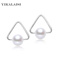 YIKALAISI 925 стерлингового серебра ювелирные изделия Новая мода натуральный пресноводный жемчуг ювелирные изделия серьги гвоздики с для женщин лучшие подарки