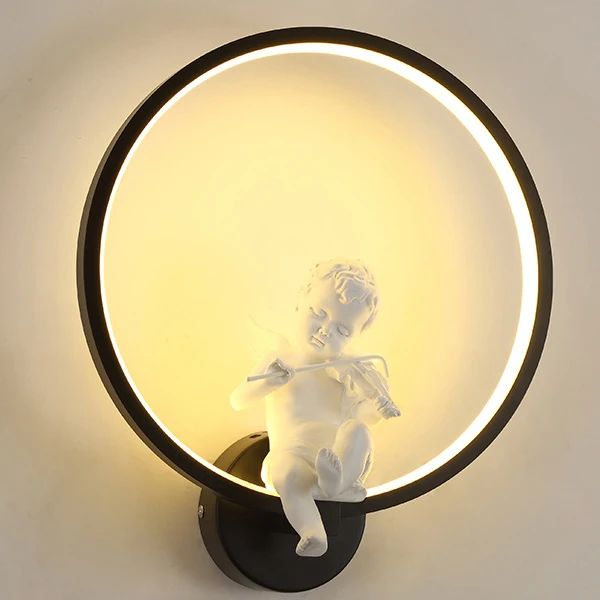 Современный художественный ангел круглый светодиодный настенный светильник лестничный проходной светодиодный светильник креативная гостиная кафе прикроватная настенная лампа для спальни - Цвет абажура: 30x35cm