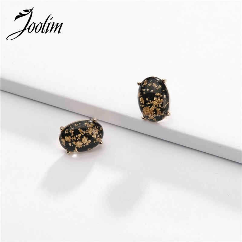 

Joolim Black Oval Stud Earring Design Earring Fashion Jewelry Wholesale
