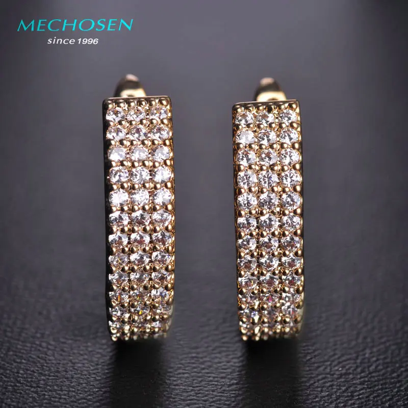 MECHOSEN Hot Selling Rhinestone Earrings CZ Diamond Copper Aretes Shiny Crystal Boucles d oreilles Christmas Gift