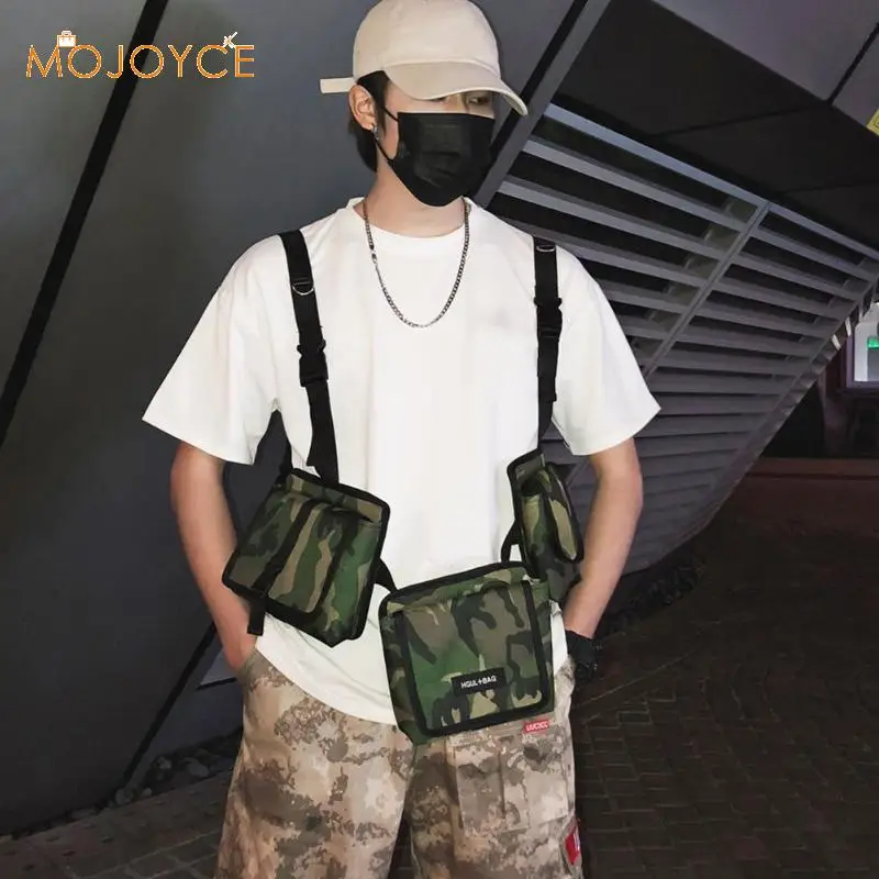 

Hip Hop Detachable Waist Belt Packs Unisex Nylon Multi-pockets Chest Bags Tactical Chest Rig Vest Wait Packs Bum Bag