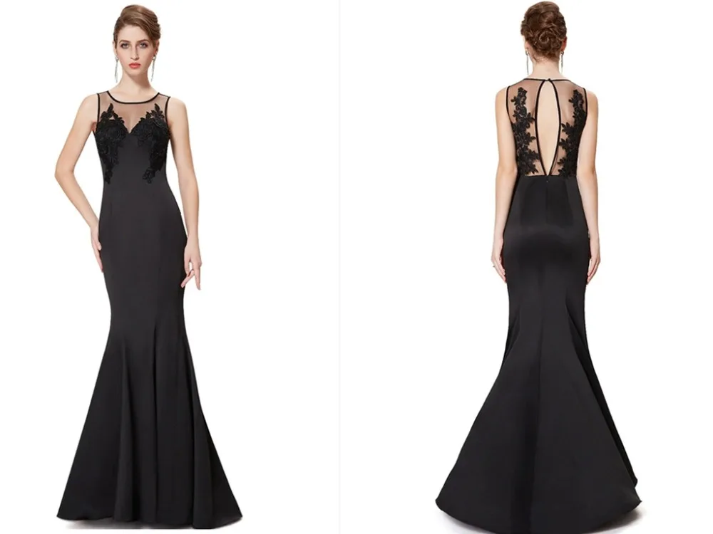 

free shipping lace appliques 2015 vestido de festa sexy Backless Black Long mermaid Evening Dress Prom dresses Formal gown