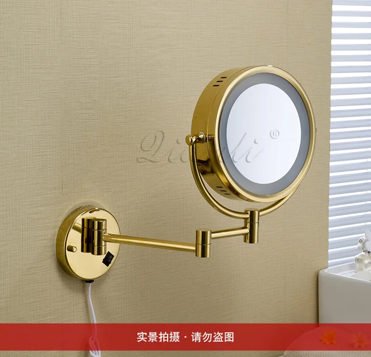 8 дюймов золото медь красивые зеркала Ванная комната роскошные зеркала для ванной Двусторонняя Увеличение Настенный Складной Телескопический м
