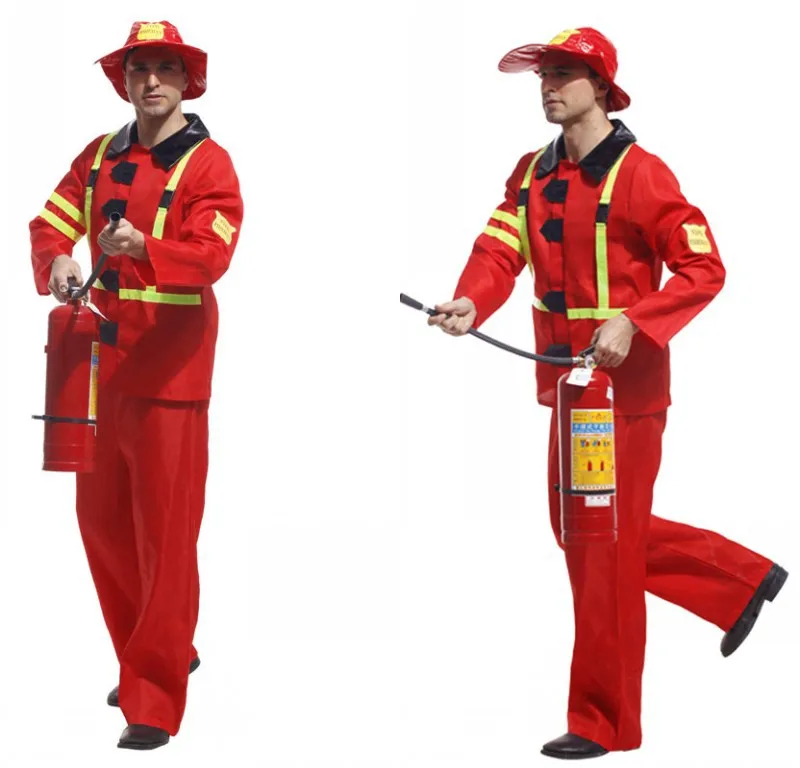 Men Halloween Cosplay Costume Male Adult Stage Firefighters Costume Top