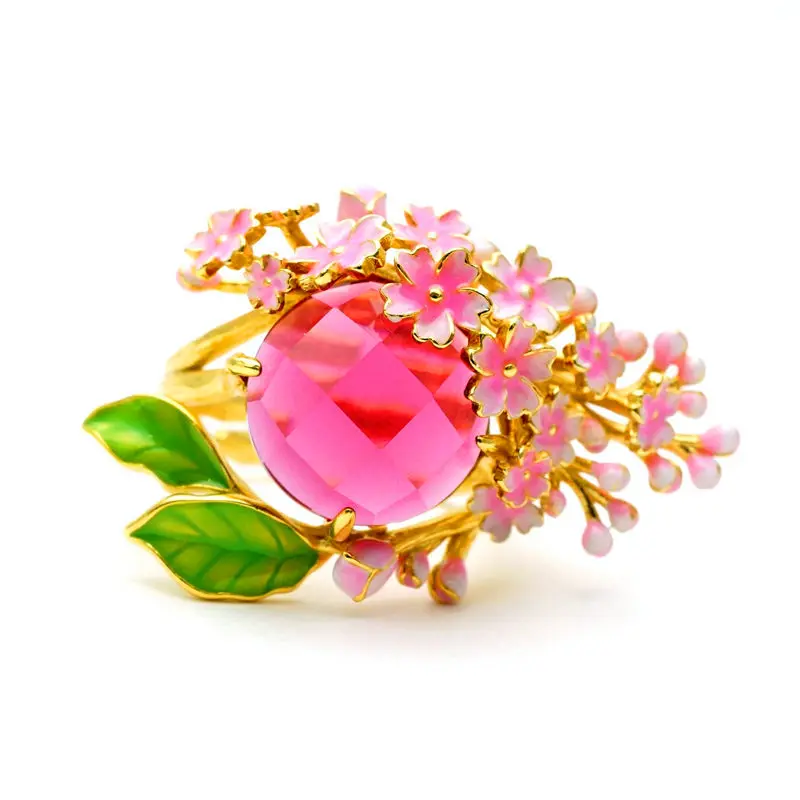 

Boho Female Leaf Flower Ring Luxury Yellow Gold Color Wedding Band Jewelry Promise Red Purple Engagement Rings For Women