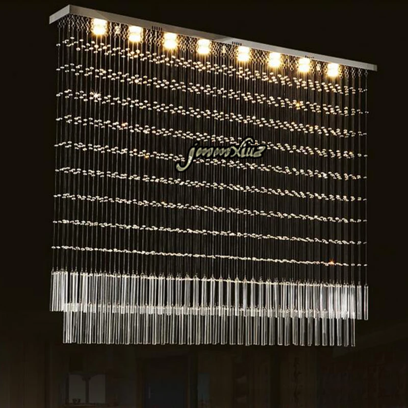 

Jmmxiuz LED rectangular crystal chandelier high quality European-style living room lamp restaurant lamp creative bar+free ship