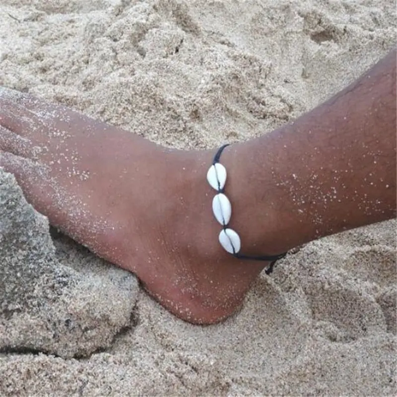 S181 модные богемные оболочки кулон цепочка, браслет ручной работы женские браслеты для щиколотки регулируемые Многослойные ноги Boho лодыжки браслет