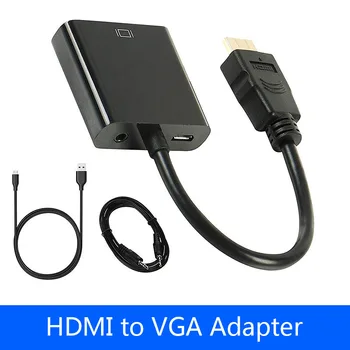 

1080P HDMI To VGA Adapter Male to Female Converter Digital Analog Video 3.5 mm jack Audio Adaptor for PS4 Laptop PC Projector