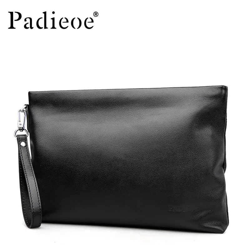

Padieoe Top Quality Genuine Cow Leather Male Clutch Bag Casual Style Men's Wallet Black Luxury Brand Men's Handbag