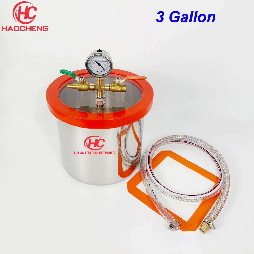 Free Shipping 3 Gal (12L) SS304 Vacuum Chamber 22cm*28cm Degassing ChamberLaboratory