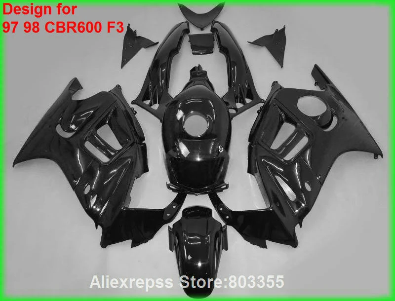 

All BlackFairings for HONDA CBR 600 F3 1998 1997 / 97 98 ( Glossy ) cbr600 fairing kit xl70