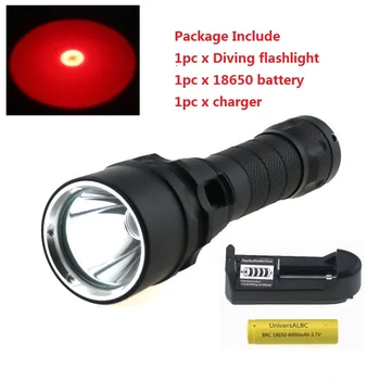 

Red light Led diving flashlight cree xm l2 1000 Lumens Underwater torch lanterna scuba lamp waterproof zaklamp 18650 battery