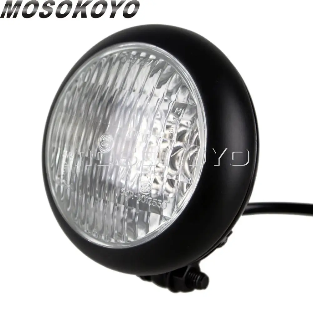 Хромированные прозрачные линзы 4-1/" фары мотоциклетные винтажные Emark E4 H4 Дальний и ближний свет для Harley Sportster Dyna Softail Fat Boy Street - Цвет: Черный