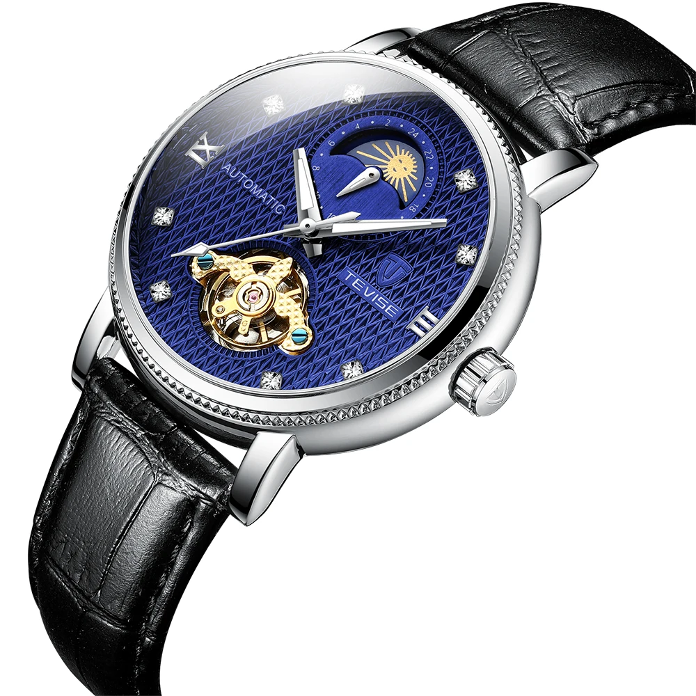 

Men Watches Waterproof Automatic Mechanical Watch Luxury Brand TEVISE Leather Strap Watch relogio masculino automatic male clock