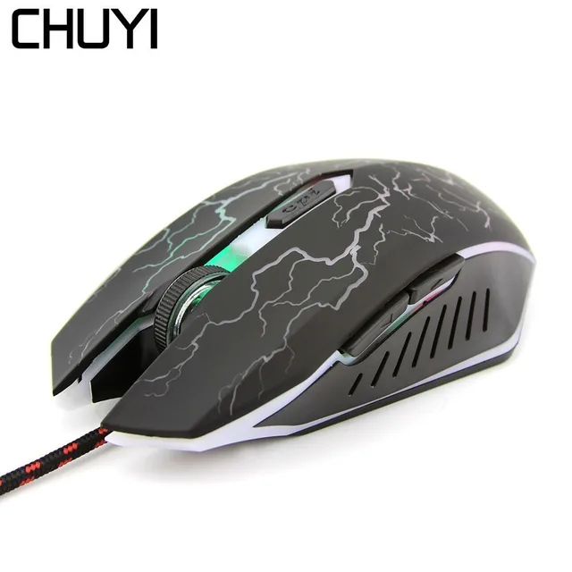 CHUYI Wired Game Mouse LED Flash Light Change Optical Ergonomic Gaming Mice 1600 DPI Gamer Bloody Mause For PC Laptop Computer  CHUYI Wired Game Mouse LED Flash Light Change Optical Ergonomic Gaming Mice 1600 DPI Gamer Bloody Mause For PC Laptop Computer