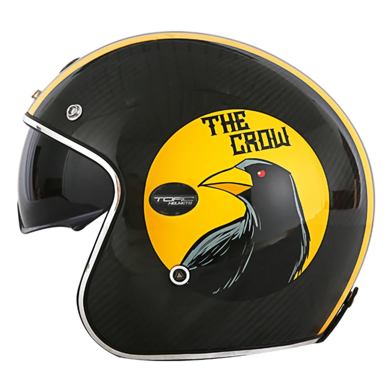 TORC V587, карбоновый Байкерский шлем, винтажный шлем с черепом, с открытым лицом, мото КАСКО, Байкерский шлем с внутренним объективом