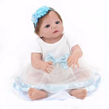 

NPKDOLL 22 inches doll newborn full silicone bebe girl doll blue eyes child birthday gift realistic adorable babies born dolls