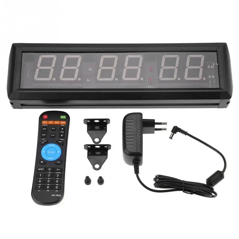 

220V 1.8'' Programmable Clock LED Interval Timer Big Stopwatch Home Gym Fitness Clock Desk Decor EU Plug Multi-function Clock