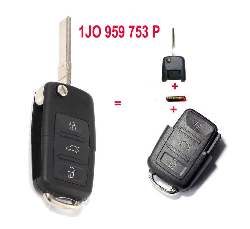 KEYECU 1J0 959 753 P 1J0959753P складной дистанционный ключ-передатчик стартовый сигнал для