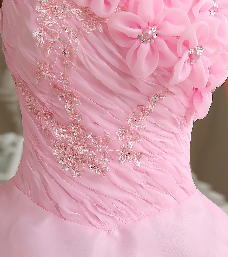 PTH-SJYH # новая весна 2019 розовый персик на шнуровке вышитые длинное платье был тонкий невесты Дешевые оптовая свадебное Нарядное вечернее