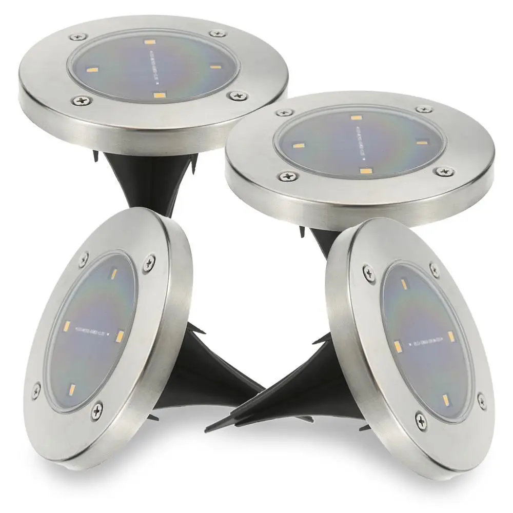 

Waterproof Solar Powered LED Disk Lights (Set Of 4) Outdoor Garden Stair Lights As Seen on TV Furniture Accessories