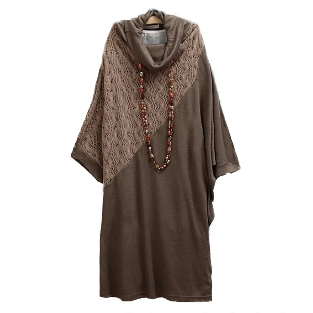 

Japanese Harajuku Vintage Gothic Black Heaps Collar Loose Big Batwing Sleeve Casual Dress Straight Normcore Dress Y03675