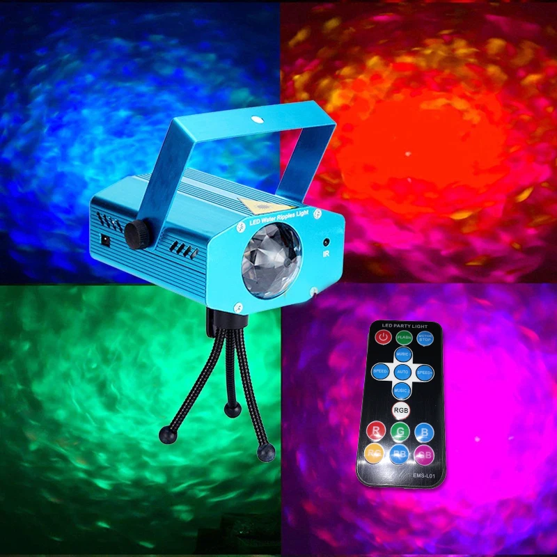 

Mini aluminium alloy Remote RGBW LED Water Wave Ripple Disco Stage Light Party Pattern Lighting Show Laser Projector