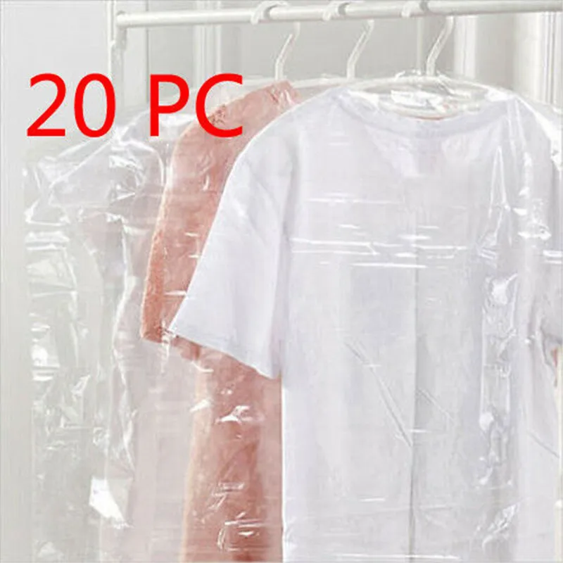 

20Pcs Dust Cover Garment Storage Organizer Bag Wardrobe Hanging Clothing Clothes Suit Dustproof Cover Transparent Protector Bag