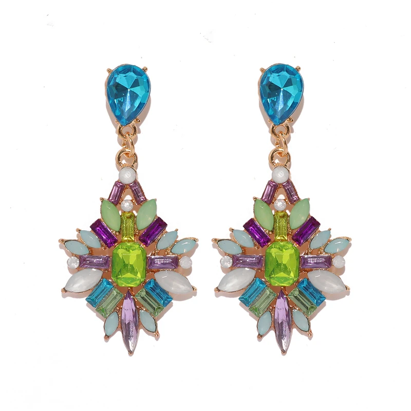 

CWEEL Wedding Crystal Earings Fashion Jewelry Bohemians Long Earrings For Women Gold Color Hanging Earrings Female Bijoux