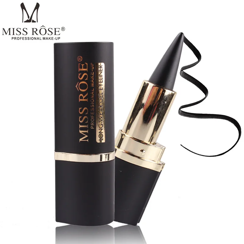 

New MISS ROSE Eye Enhancing Black Kajal Eyeliner Stick Solid Thick Eyeliner Gel Makeup Smooth Waterproof Smoky Eyes Liner