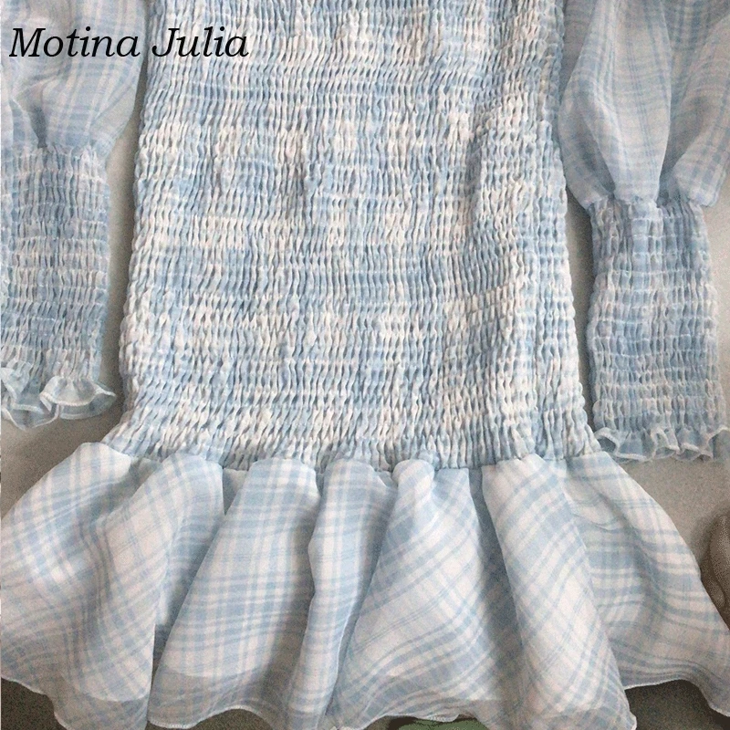 Женское платье с длинным рукавом Motina Julia мини принтом и открытыми плечами