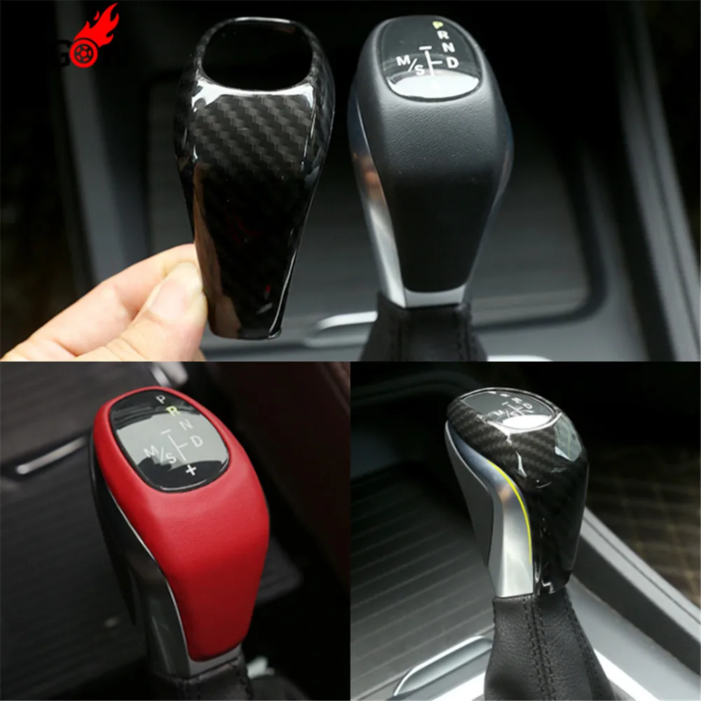 

Red & Carbon Fiber Look Gear Shift Knob Handle Cover Trim For BMW 2 Series Active Tourer F45 Gran Tourer F46 X1 F48 2016-2018