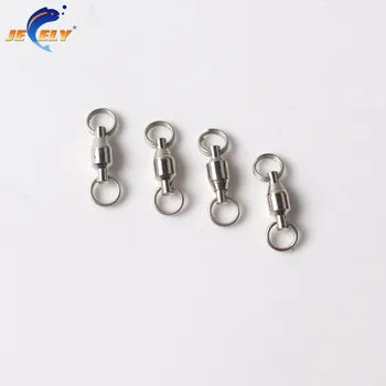 

50pcs/bag 0/1/2/3/4/5/6/7/8/9/10 Ball Bearing Swivel with Split Ring Carp Saltwater Terminal Fishing Tackle