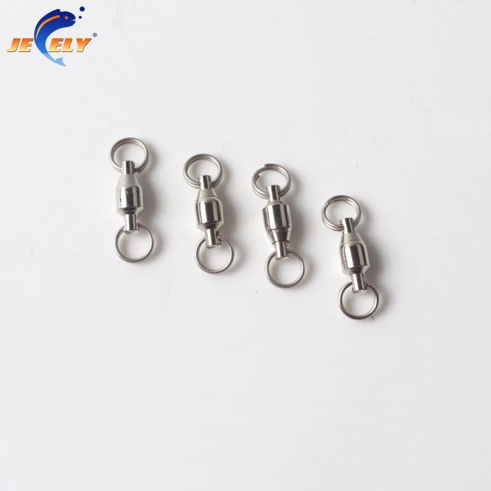 

50pcs/bag 0/1/2/3/4/5/6/7/8/9/10 Ball Bearing Swivel with Split Ring Carp Saltwater Terminal Fishing Tackle
