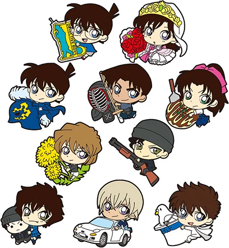 Detective Conan Anime Jimmy Kudo Kaitou Kiddo Hattori Heiji Tooyama Kazuha Mouri Ran Rubber Keychain