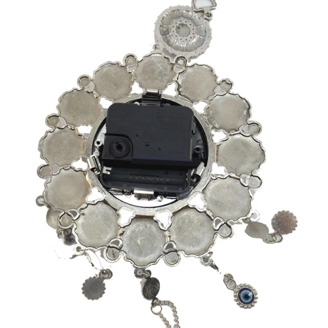 JX-LCLYL 33cm Turkish Nazar Glass Evil Eye Wall Clock Hanging Charm &Home Decor