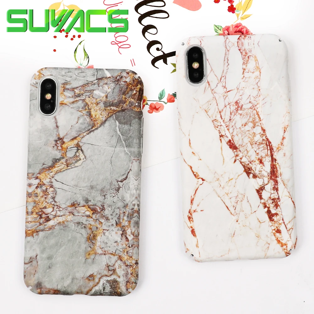 

SUYACS Classic Marble Pattern PC Hard Full Body Case For iPhone X 6 6S 7 8 Vintage Protector Phone Back Cover Case Coque