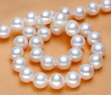 noble women gift 17INCH 14K GOLD CLASP HUGE Natural Freshwater Pearl Necklace Round, white, AAA+ Grade, 8-9mm