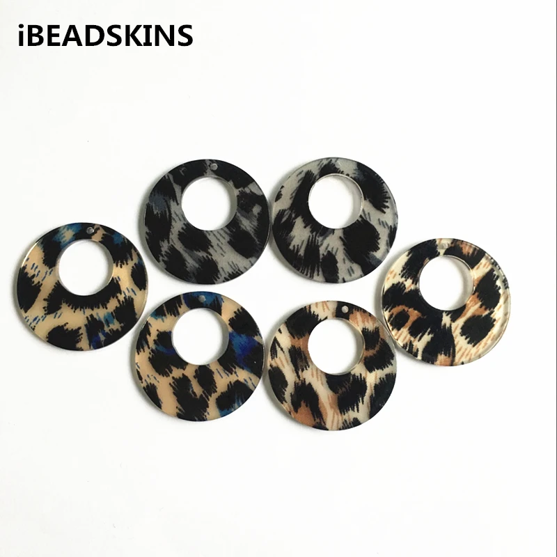 

New arrival! 34mm 100pcs/lot acrylic ring-shape Imitation Leopard print charms for earring/Jewelry DIY making(As shown)-1