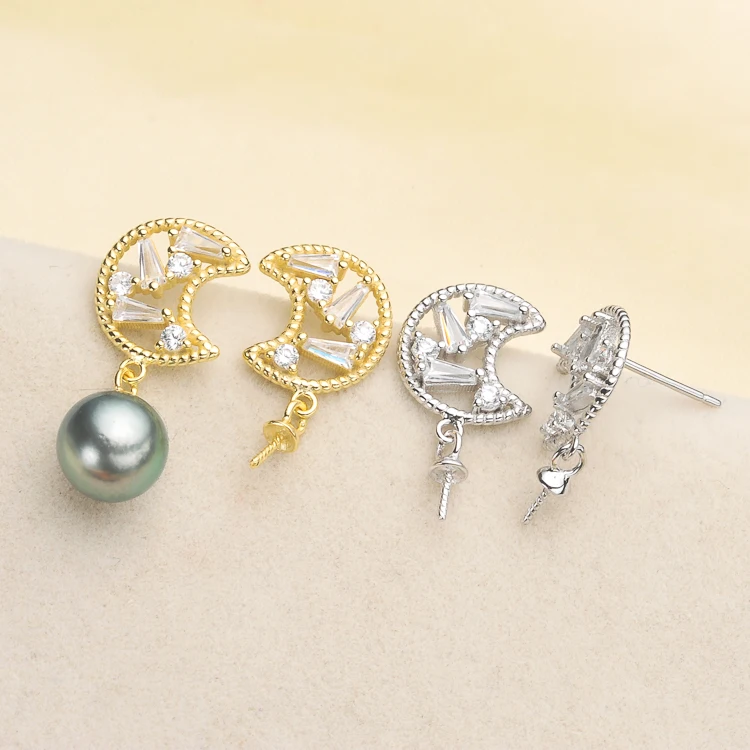 

925 Sterling Silver Pearl Party Earrings Stud Earrings Beautiful Findings Exquisite Jewelry Parts Fittings Women's Accessories