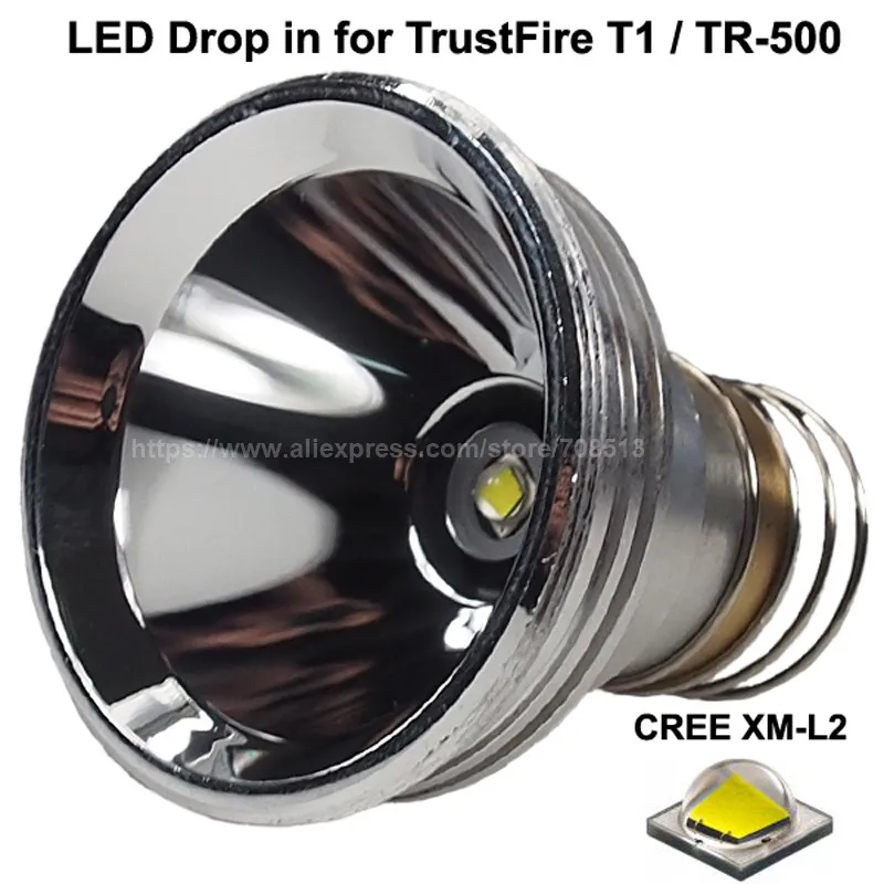 

Cree XM-L2 U3 White 6500K / Neutral White 4500K 1000 Lumens 8.4V LED Drop-in for TrustFire T1 / TR-500 Flashlight (Dia. 53mm)