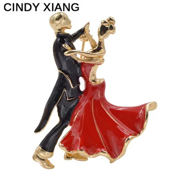 CINDY XIANG Enamel Waltz Dancer Brooches For Women Beautiful Dancing Lover Brooch Pin Coat Hat Suit Broches Bijouterie New 2017