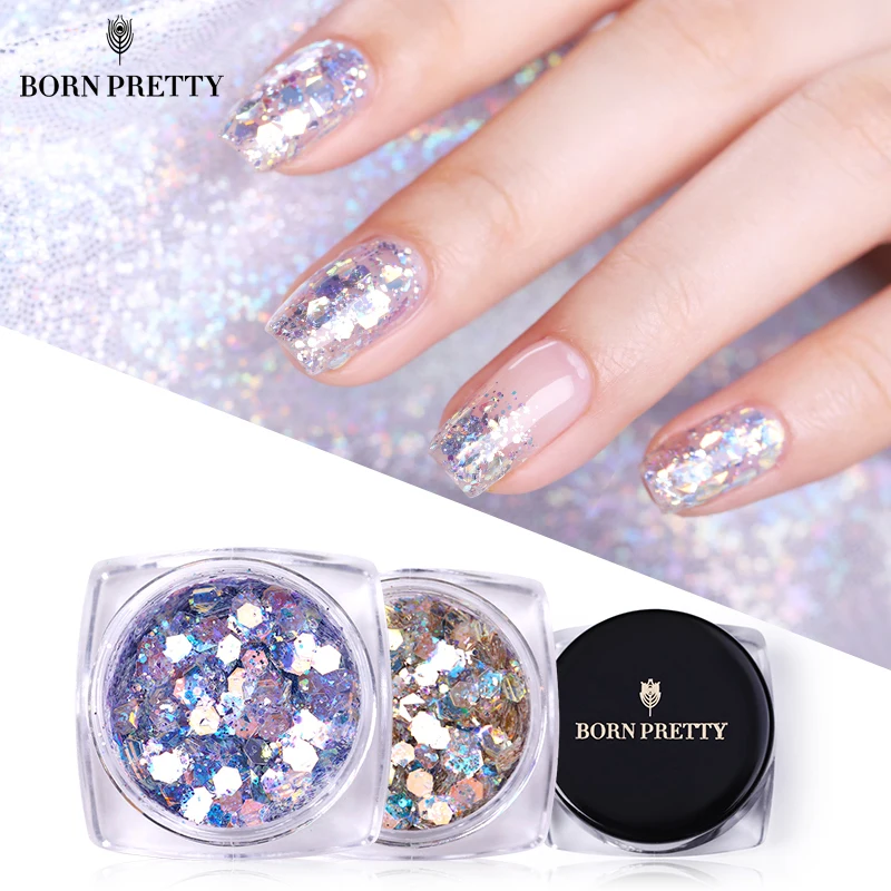 BORN PRETTY Красочные Блестки для ногтей блестки 1 г Сияющие неравномерные хлопья